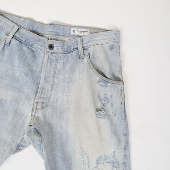 GStar Raw Restored Denim Shorts Light Wash Blue Mid Rise Fitted - Picture 7 of 8